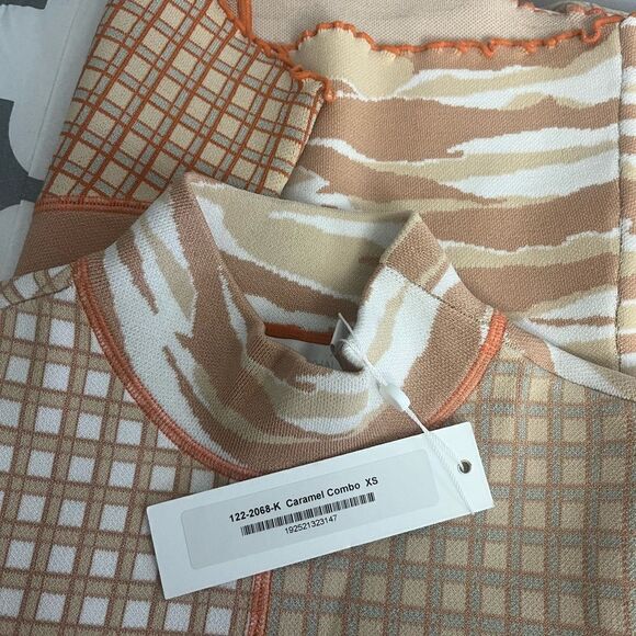 Jonathan Simkhai Xena Patchwork Pullover CaramelCombo NWT Size XS - Picture 6 of 9